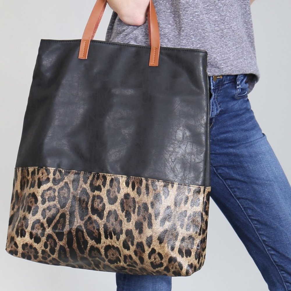 COPY - Vegan Leather Leopard Print Tote Purse